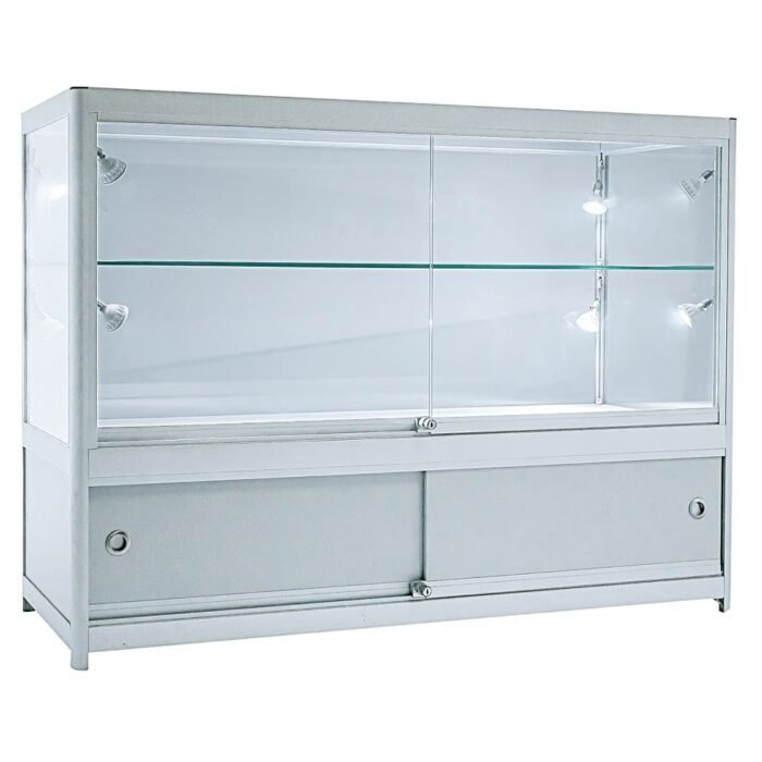 1200mm(L) x 600mm(D) x 900mm(H) Grey Aluminium Showcase 2/3 Glass