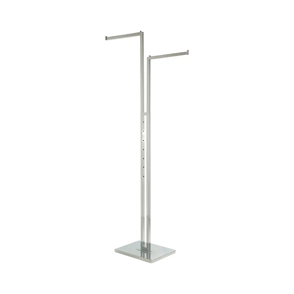 2 straight arms clothes rail - display stand for retail garment presentation.