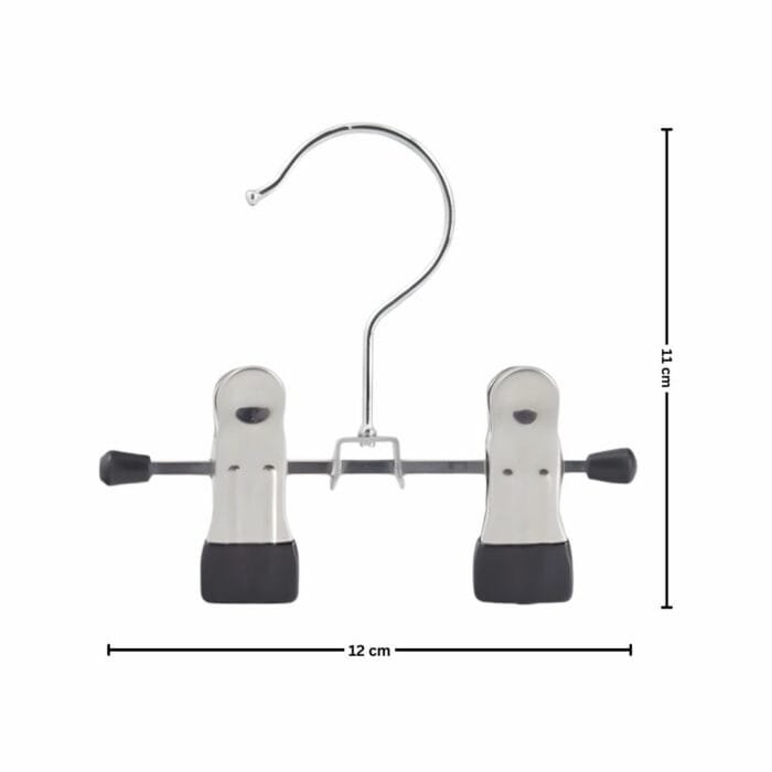 Chrome Metal Adjustable Non-Slip Double Clip Hangers – 12cm