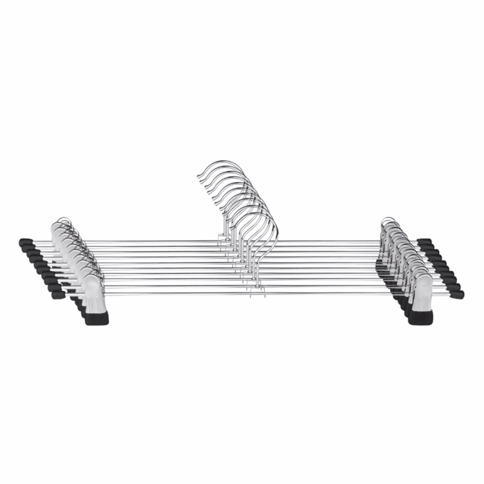 Chrome Metal Adjustable Non-Slip Double Clip Hangers – 40cm