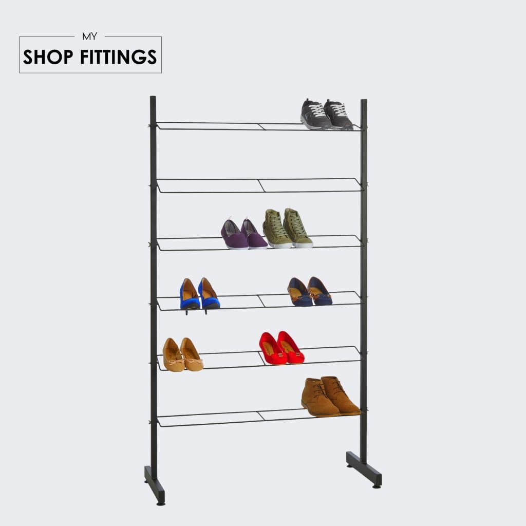 Black 6 Tier Shoe Rack – Up to 24 Pairs of Shoes - My ShopFittings