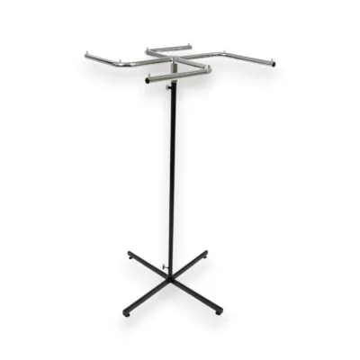 Chrome 4 Arm Rotating Rail Clothes Display Stand