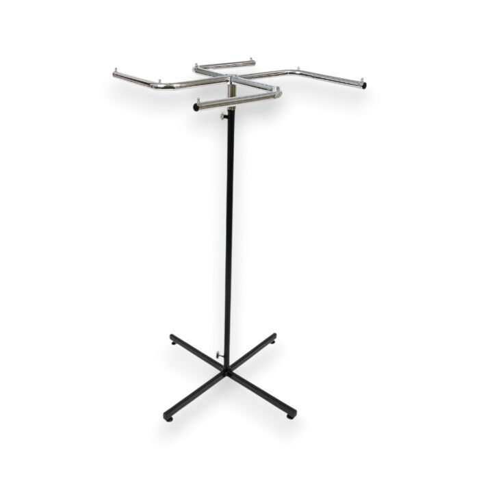 Chrome 4 Arm Rotating Rail Clothes Display Stand
