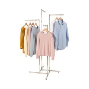 Chrome Display Stand – 4 Straight Arms Clothes Rail