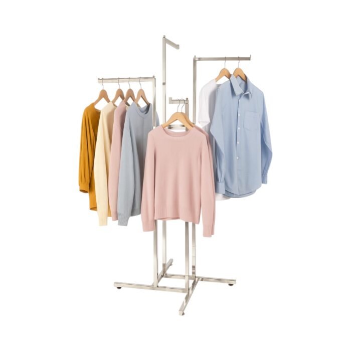 Chrome Display Stand – 4 Straight Arms Clothes Rail