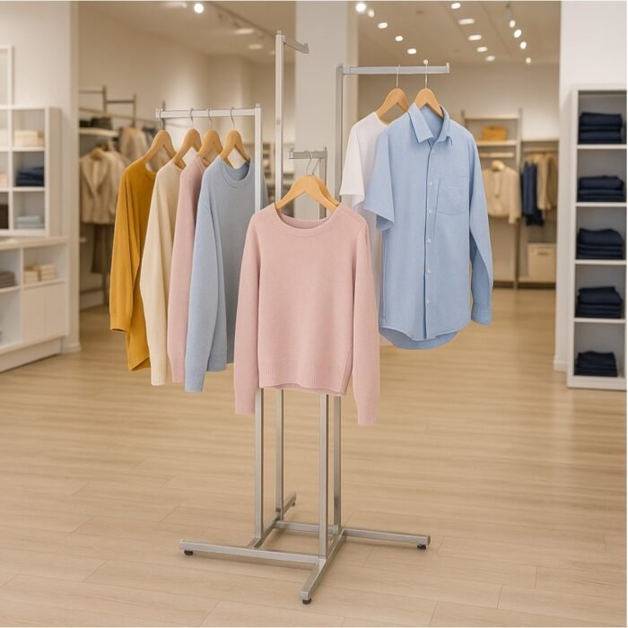 Chrome Display Stand – 4 Straight Arms Clothes Rail