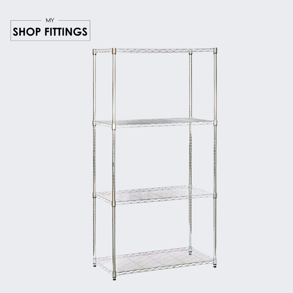 Chrome Wire Shelving Unit 4 Shelves My ShopFittings