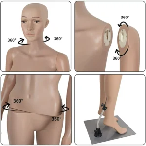 Full Body Female Mannequin With Metal Base Plastic Realistic Display Head Turns - F10