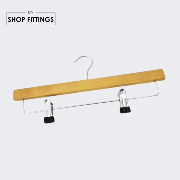 Buy Natural Wooden Trouser Skirt Clip Hanger 36cm My ShopFittings Ltd