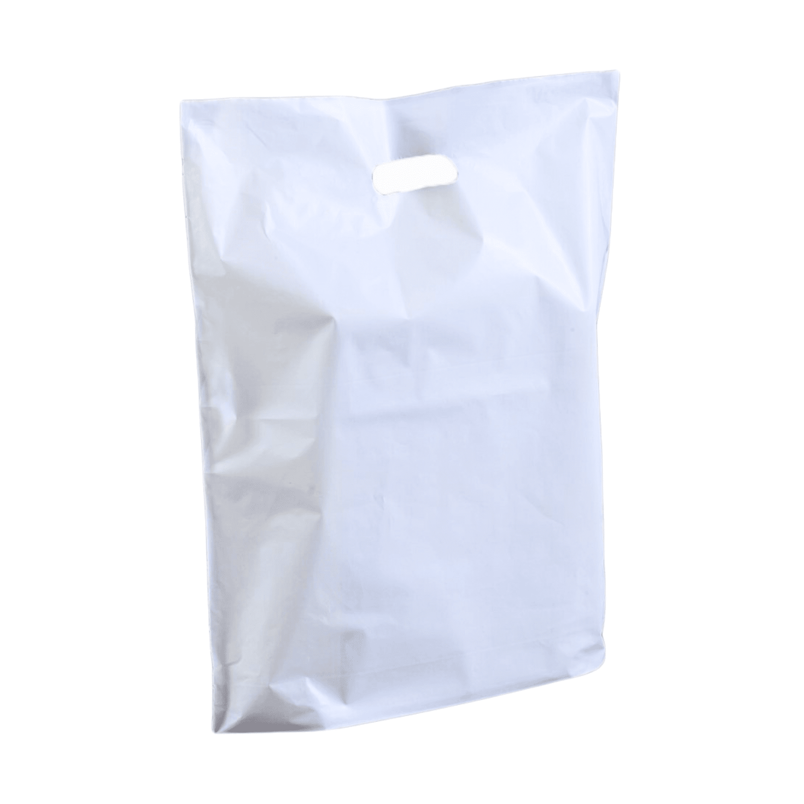 15x18x3" White Patch Handle Plastic Carrier Bags - My ShopFittings Ltd