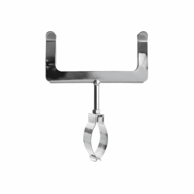Chrome clip-on card holder for heavy-duty clothes rail with metal base for displaying retail signage