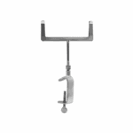 Chrome clamp-on card holder for heavy-duty clothes rail for displaying retail signage