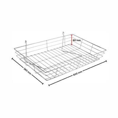 Grid Mesh Hanging Wire Basket H90 x W600 x D380 for gridwall and mesh panel displays
