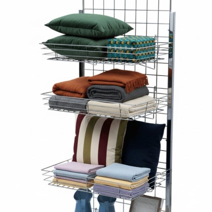 Grid Mesh Hanging Wire Basket H90 x W600 x D380 for gridwall and mesh panel displays