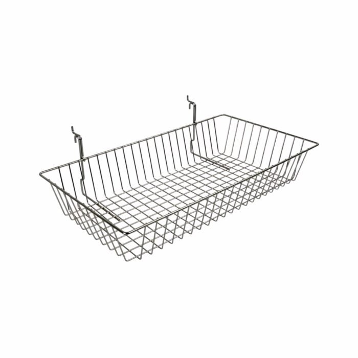 Multipurpose Basket Display For Slatwall & Gridwall Mesh - W600 x D300 x H100 mm