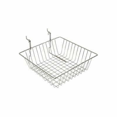 Chrome Multipurpose Basket Display For Slatwall & Gridwall Mesh , W300 x D300 x H100 mm