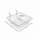 Chrome Multipurpose Basket Display For Slatwall & Gridwall Mesh , W300 x D300 x H100 mm
