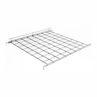 Chrome Front Lipped Shelf for Gridwall Mesh Panels, measuring 610 mm x 610 mm.