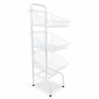 3 Tier Basket Stand - White for Bread, Crisps, Snacks