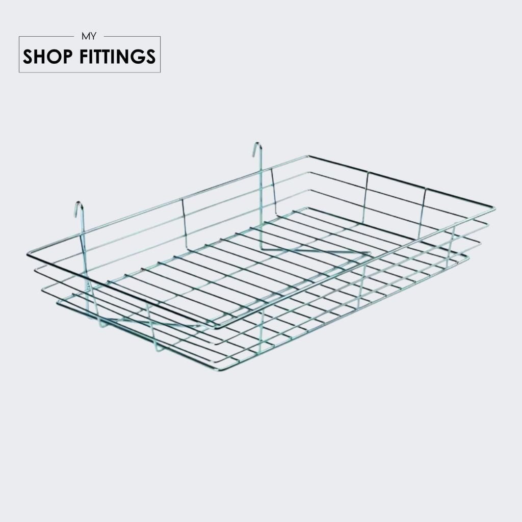 24″X15″X4″CHROME BASKET FOR MESH PANEL(GRID PANEL) My ShopFittings