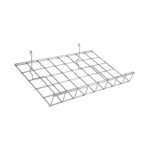 Sloping Wire Shelf with Lip for Gridwall Mesh Panels, size W610 x D380 x H76 mm