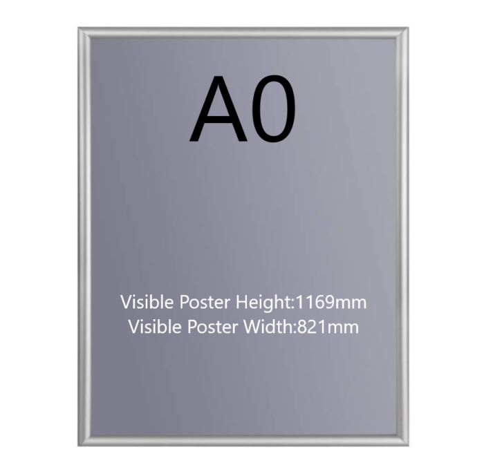 A0 Silver Poster Snap Frame 25mm Mitred Frame With Wall Fixings