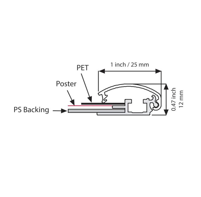 A0 Silver Poster Snap Frame 25mm Mitred Frame With Wall Fixings
