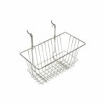 Chrome multipurpose basket display for slatwall & gridwall mesh – W300 x D150 x H105 mm