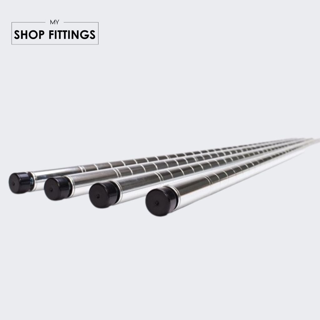 Upright Posts With Leveller For Chrome Wire Shelving In 25mm Diameter Set Of 4 My Shopfittings 1101