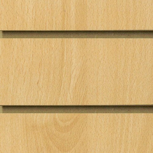 Beech slatwall board panels 18mm MDF with 100mm centres for retail displays