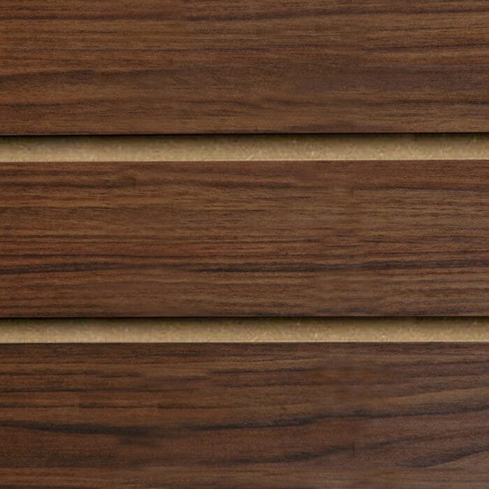 Walnut Slatwall Board Panels 18mm MDF with 100mm centres for retail displays