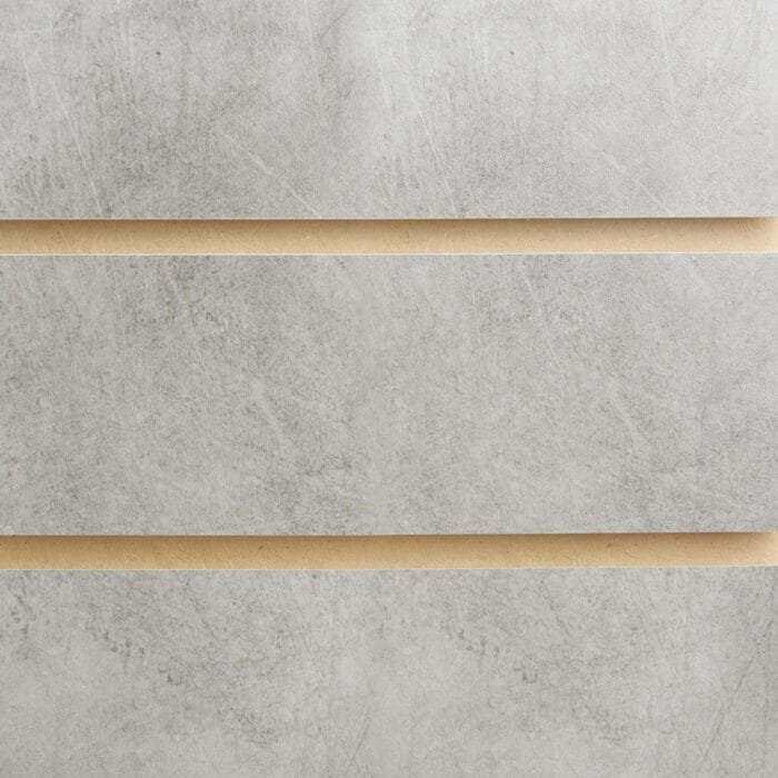 Concrete slatwall board panels 18mm MDF with 100mm centres for retail displays