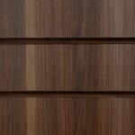 Dark ash slatwall board panel 18mm MDF with 100mm centres for retail displays