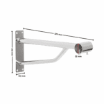 Chrome projection bracket for 32mm tube wall-mounted support arm.