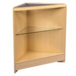 Till Block With Lock 900 x 600 x 600mm - Black Open Corner Counter With Glass Shelf - Maple