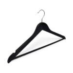 Black Wooden Hangers with Trouser Bar and Shoulder Notches – 44.5cm