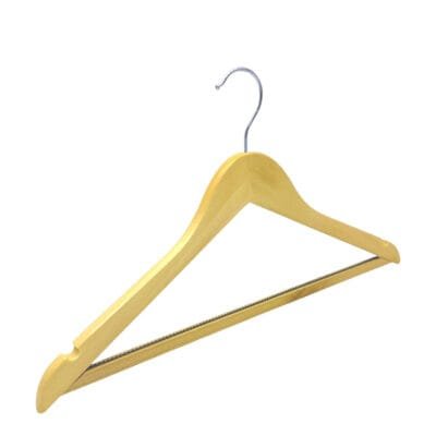 Non-slip wooden suit hanger with trouser bar and shoulder notches 44.5cm