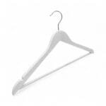White Wooden Hanger with Trouser Bar and Shoulder Notches – 44.5 cm