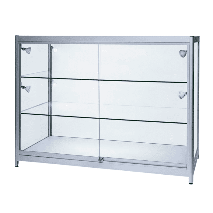 Grey Aluminium Showcase Full Glass