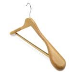 Broad shoulder wooden suit hangers with non-slip trouser bar and wide ends, 44.5cm