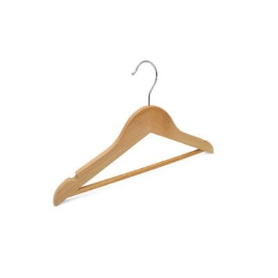 Natural Children's Wooden Clothes Hangers with Trouser Bar and Shoulder Notches
