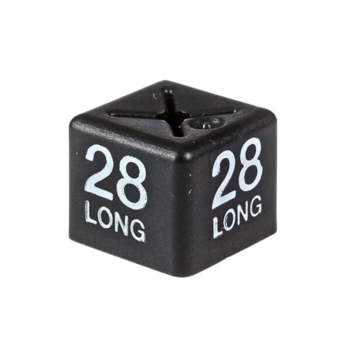 '28 Long' Menswear Size Cubes - White on Black