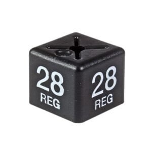 '28 Reg' Menswear Size Cubes - White on Black