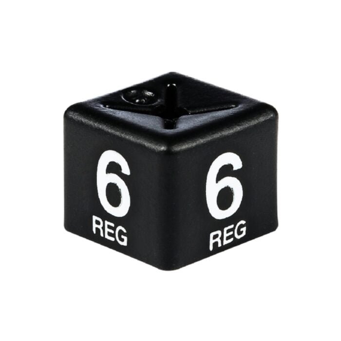 '6 Reg' White on Black Size Cubes