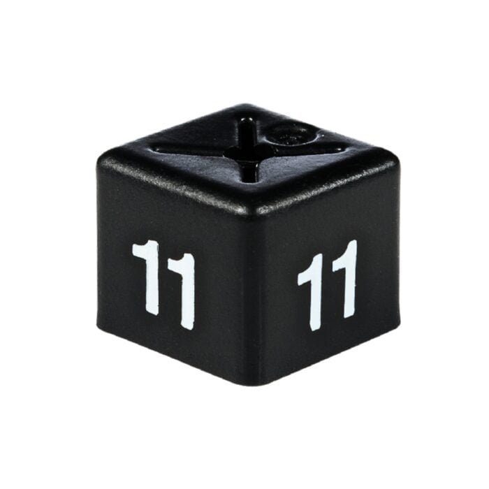 'Size 11' Size Cubes - White on Black