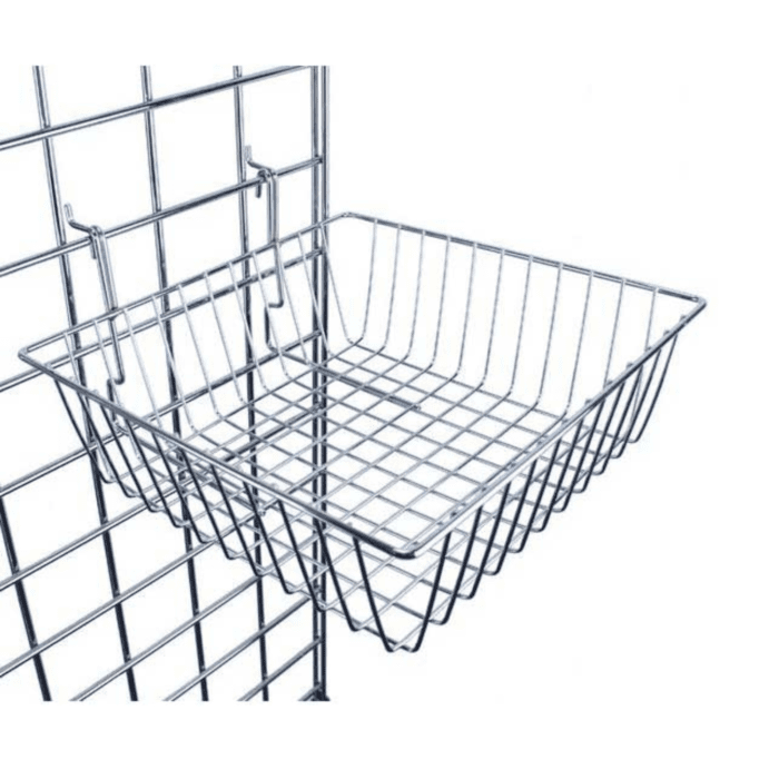 12″x12″x4″ Chrome Wire Basket for Mesh Panel(Grid Panel)