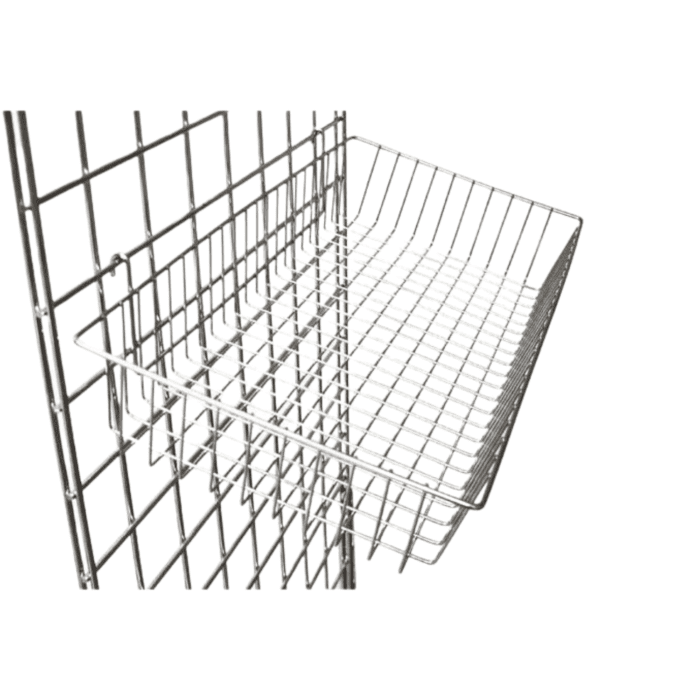 24″x12″x4″ Chrome Wire Basket for Mesh Panel(Grid Panel)