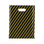 Medium Black & Gold Stripe plastic carrier bags – bulk carrier bags for retail and events