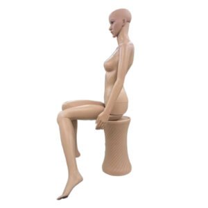 Realistic Full Body Female Sitting Mannequin With Pedestal Base