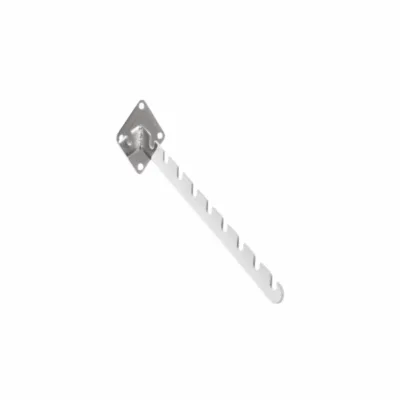 Chrome 9 Notch Sloping Arm for Wall Fix – durable chrome-plated steel retail display arm with 9 notches for hanger spacing